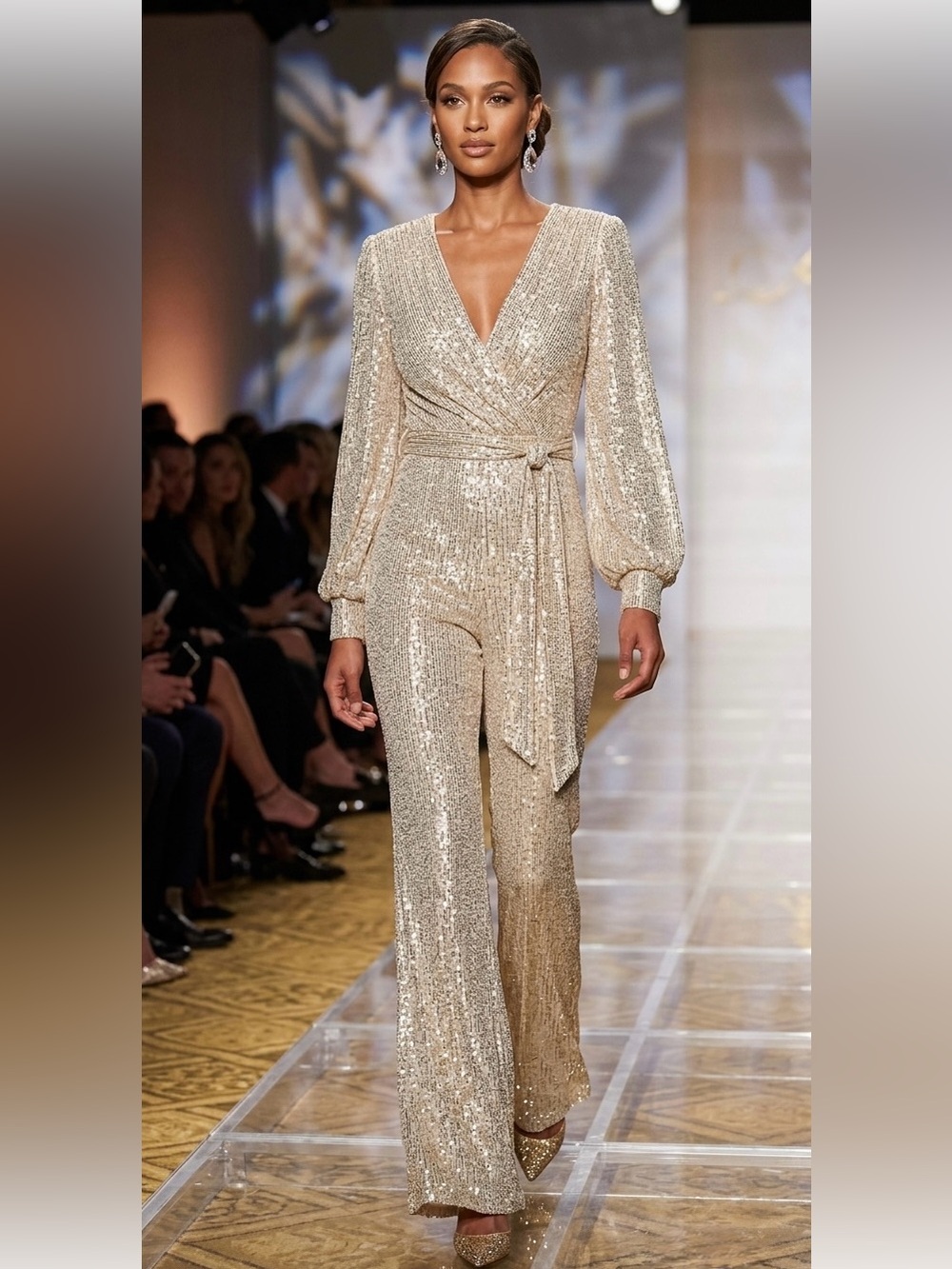 Silver and Champagne Jumpsuit sz M